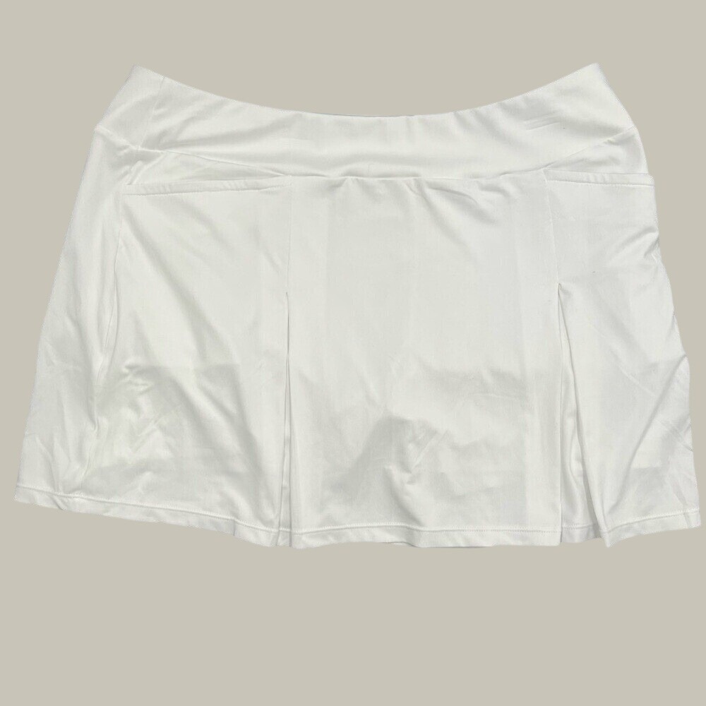 Tail White Label Womens Chalk White Box Pleat Golf Tennis Skort UPF 50 Size L